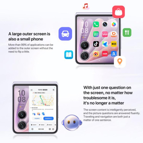 Honor Magic V Flip2, 12 Go + 512 Go, 6,82 pouces + 4,0 pouces, MagicOS 9.0.1, Android 15, Snapdragon 8 Gen 3 Octa Core, Réseau : 5G, NFC, OTG (Violet) SH842P1377-021